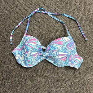 Lilly Pulitzer for Target Bikini Top Blue Pink Shell Paisley Underwire Large
